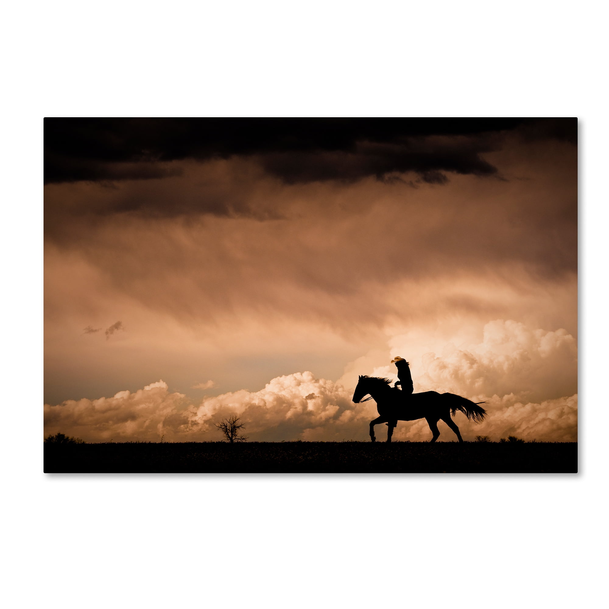 Ride the Storm Cowboy Silhouette Landscape Canvas Art