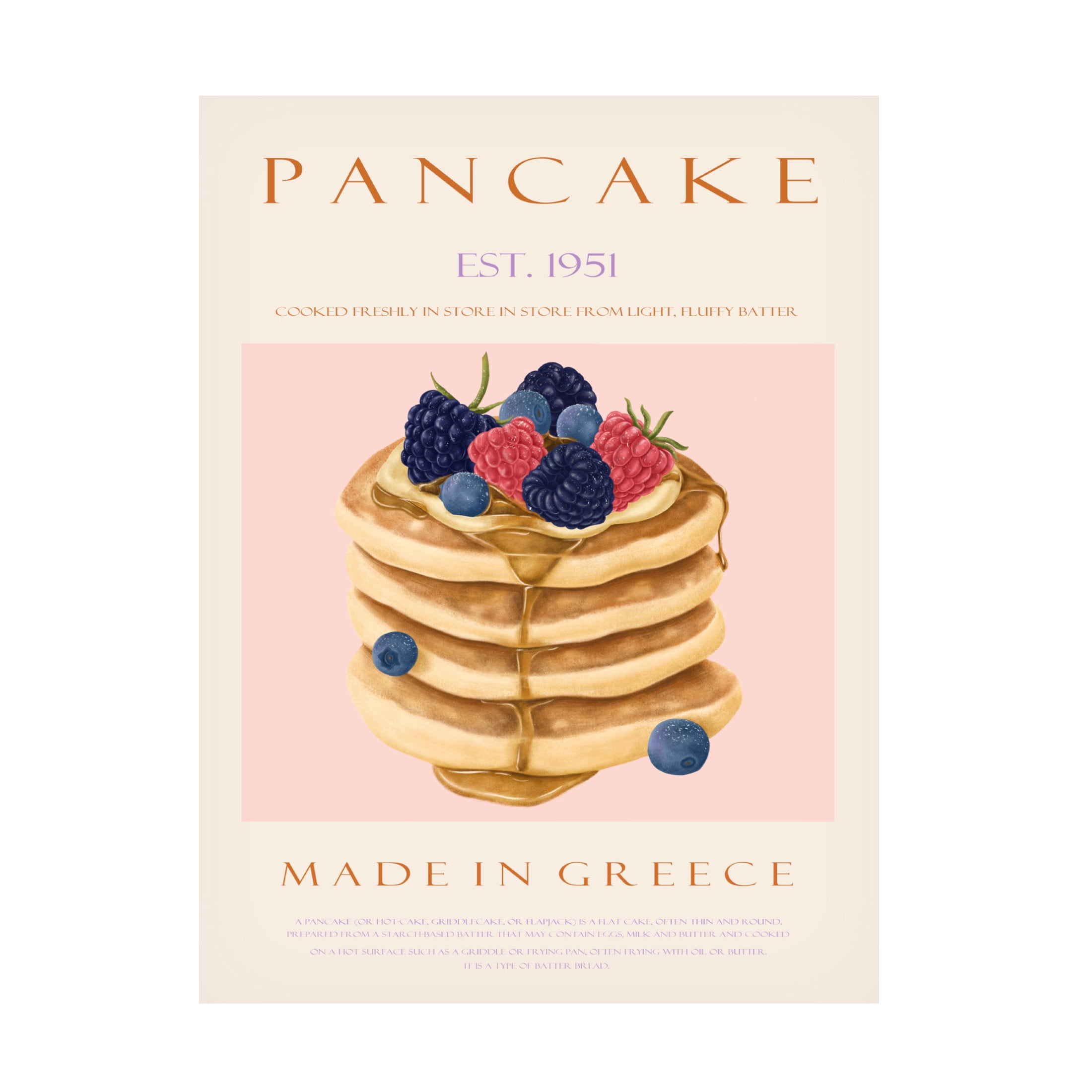 Trademark Fine Art Rikke Londager Boisen Pancakes Est. 1951 Canvas Wall Art