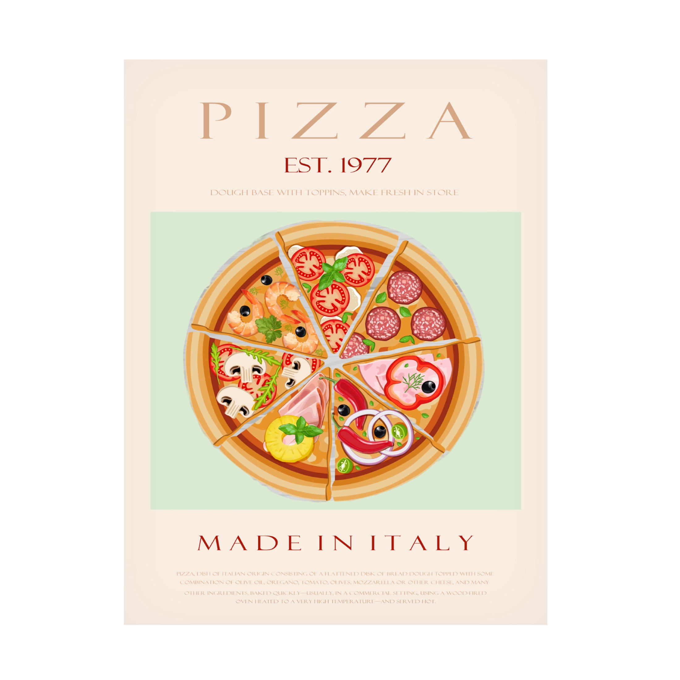 Trademark Fine Art Rikke Londager Boisen Pizza est. 1977 Canvas Wall Art