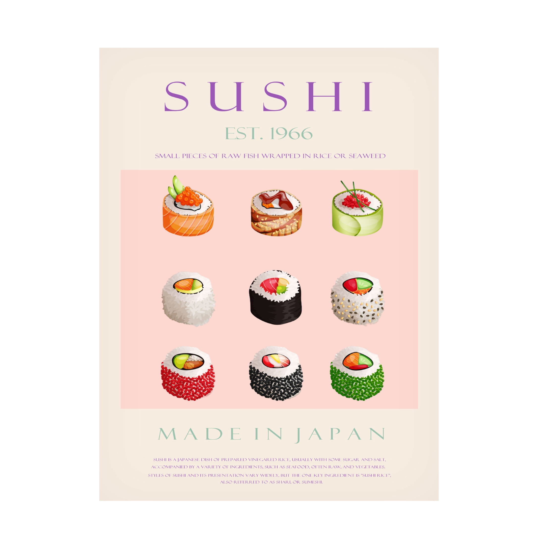 Trademark Fine Art Rikke Londager Boisen Sushi Est. 1966 Canvas Wall Art