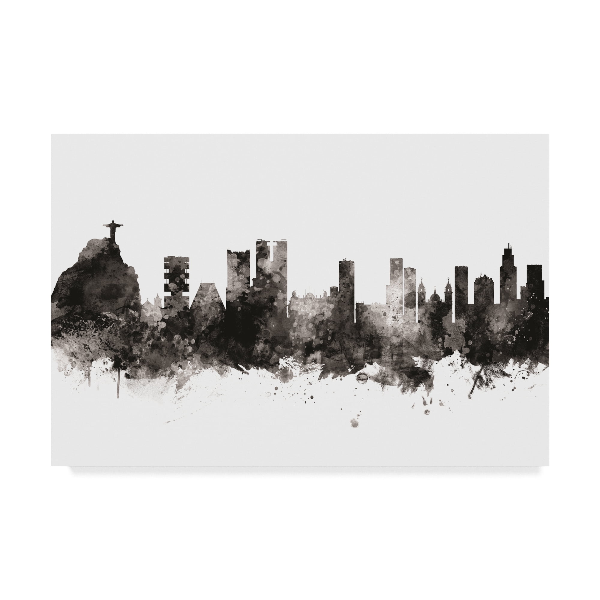 Trademark Fine Art 'Rio de Janeiro Skyline Brazil Black White' Canvas Art by Michael Tompsett