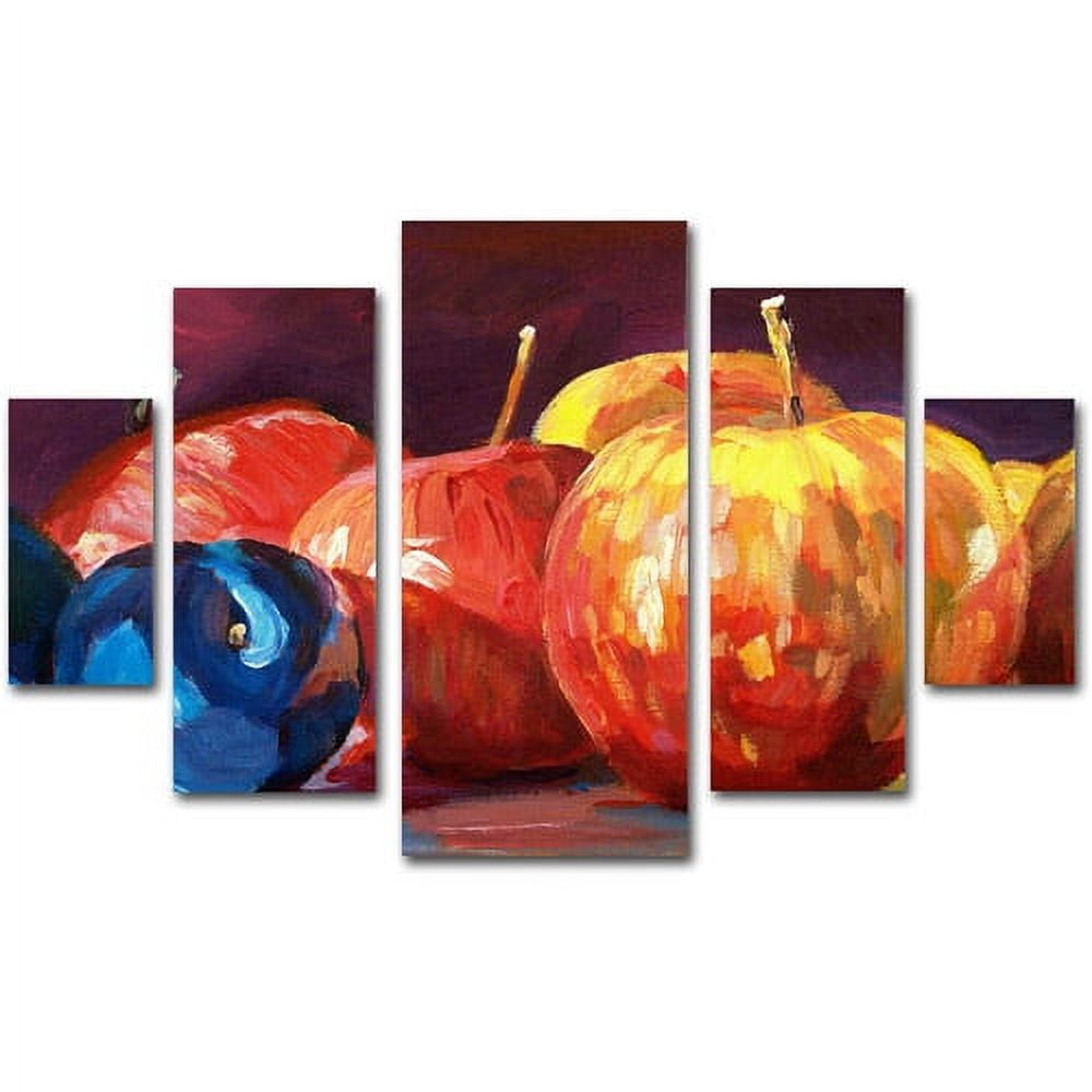 Trademark Fine Art "Ripe Plums and Apples" Canvas Art Set by David Lloyd Glover, 5pc Panel Set, 58" x 34"