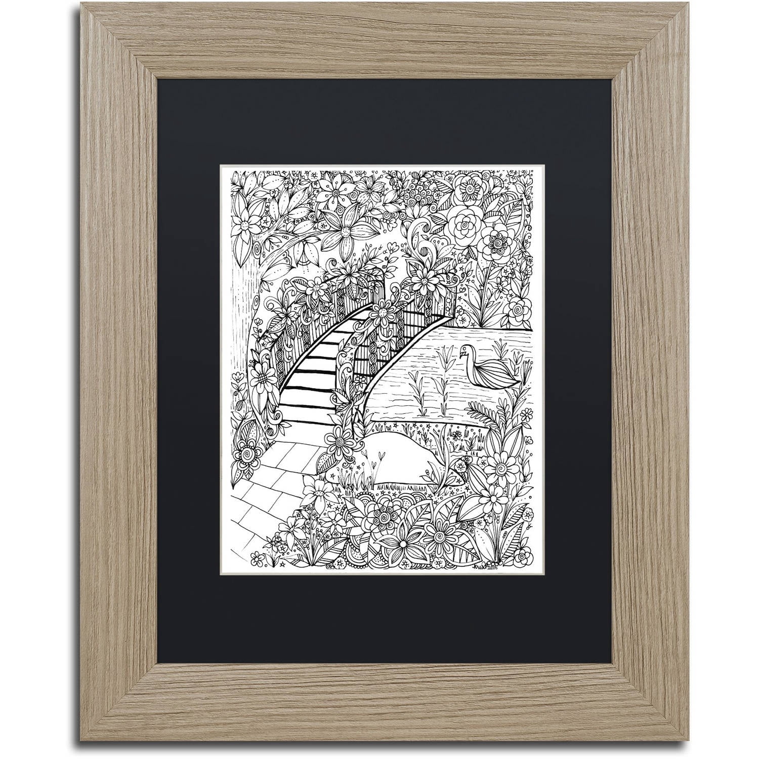 Trademark Fine Art "River" Canvas Art by KCDoodleArt Black Matte, Birch Frame