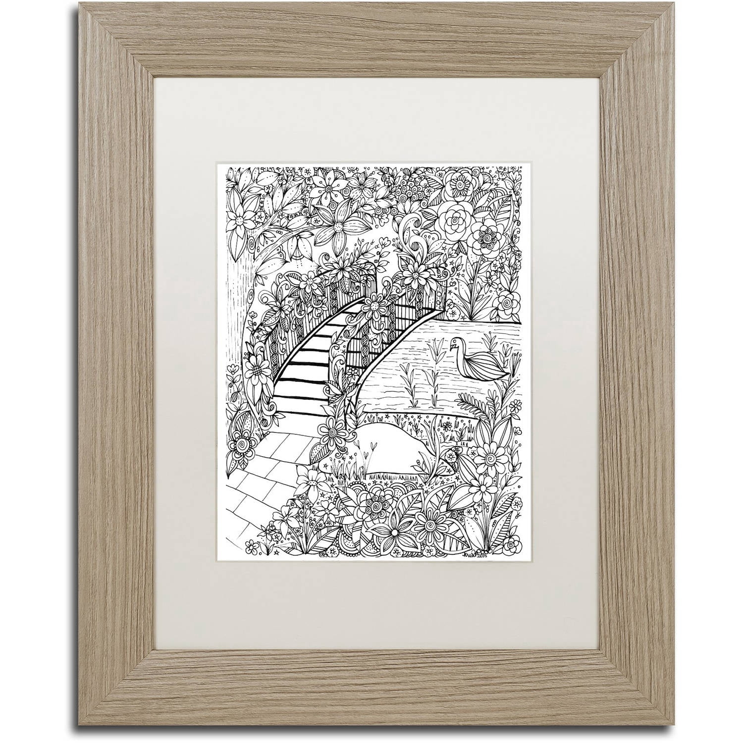 Trademark Fine Art "River" Canvas Art by KCDoodleArt White Matte, Birch Frame