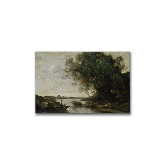 Trademark Fine Art "River Landscape" Canvas Wall Art by Jean Baptiste Corot