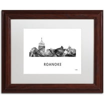 Trademark Fine Art 'Roanoke Virginia Skyline WB-BW' Canvas Art by Marlene Watson, White Matte, Wood Frame