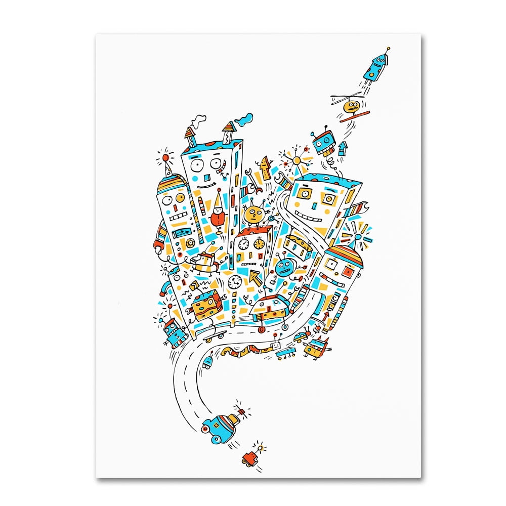 Trademark Fine Art "Robot City" Canvas Art by Carla Martell