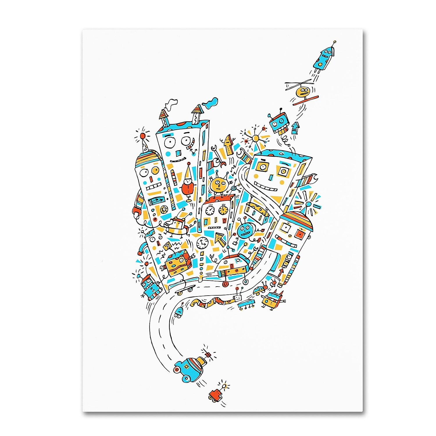 Trademark Fine Art "Robot City" Canvas Art by Carla Martell