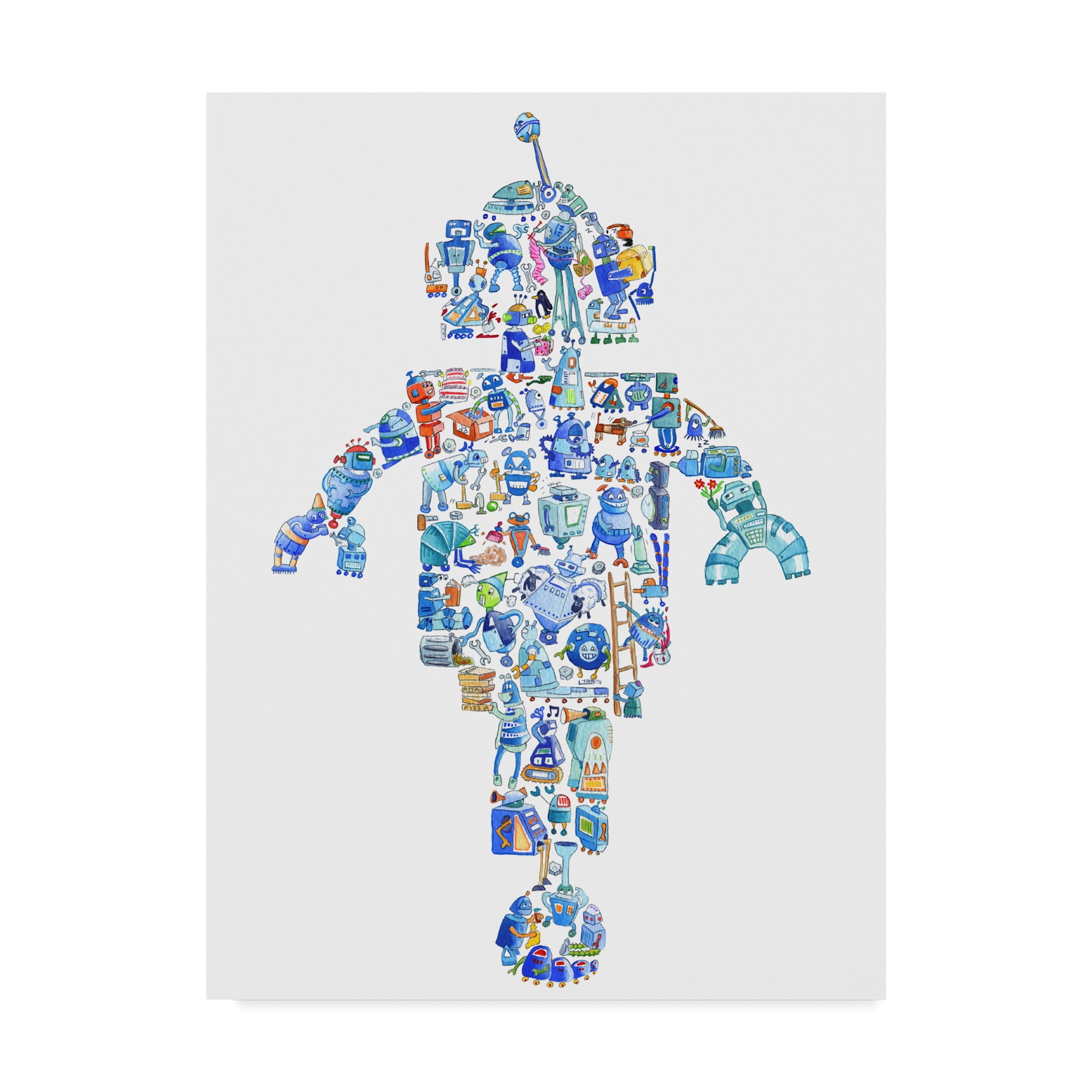 Trademark Fine Art 'Robot Collage' Canvas Art by Louise Tate