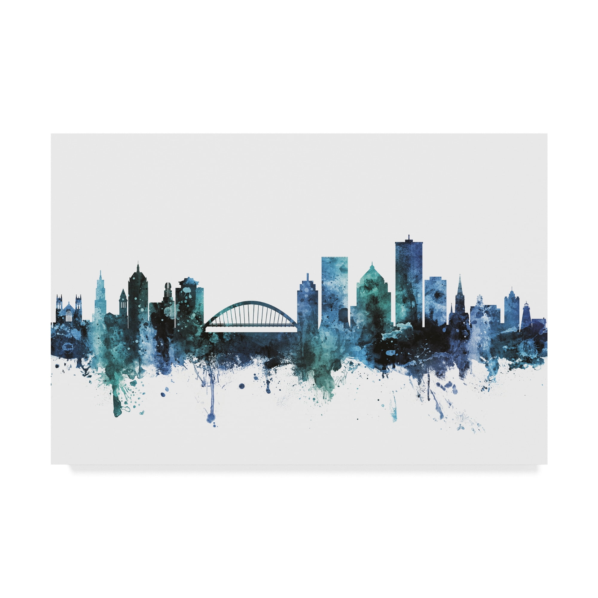 Trademark Fine Art 'Rochester New York Blue Teal Skyline' Canvas Art by Michael Tompsett