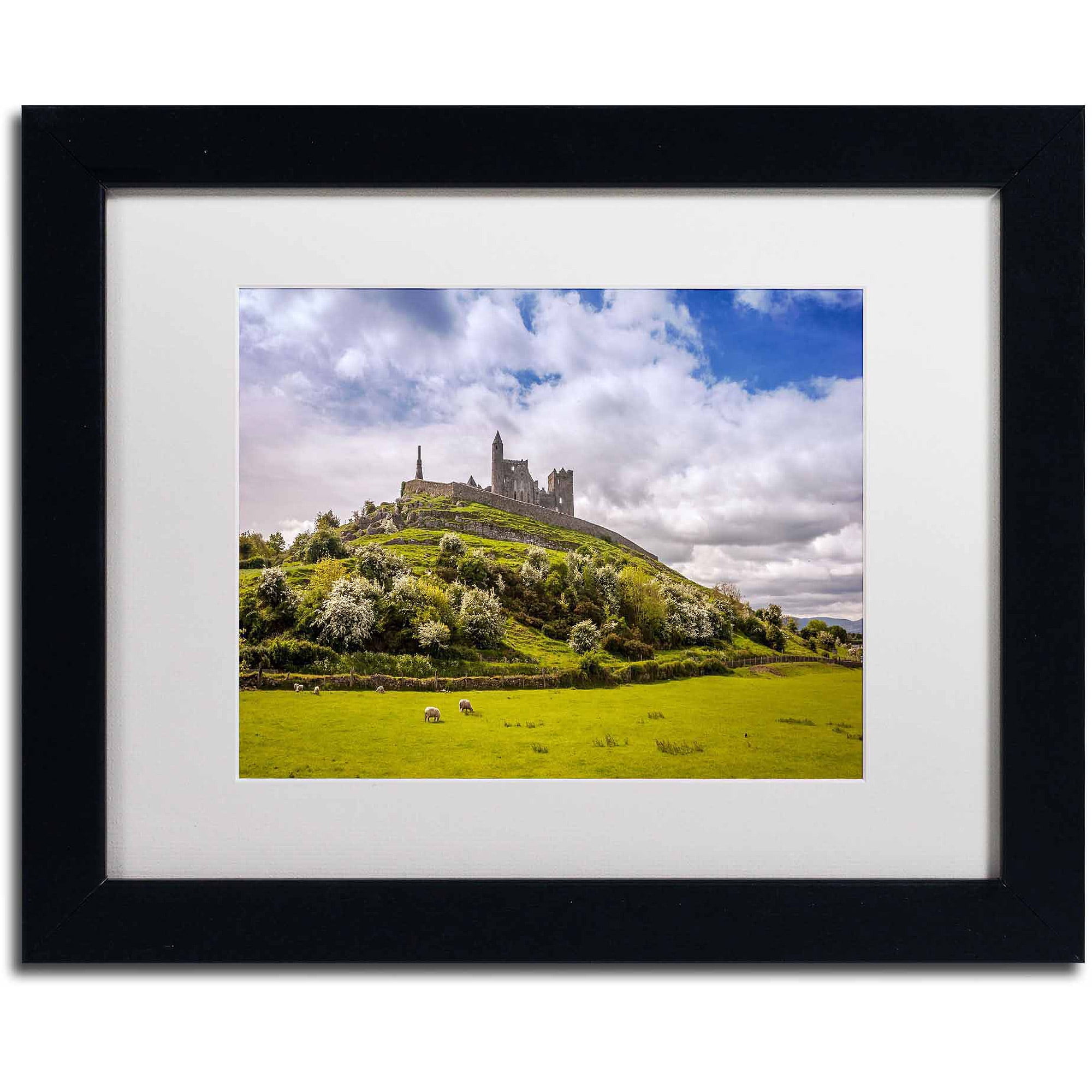 Trademark Fine Art "Rock Of Cashel Ireland" Canvas Art by Pierre Leclerc, White Matte/Black Frame