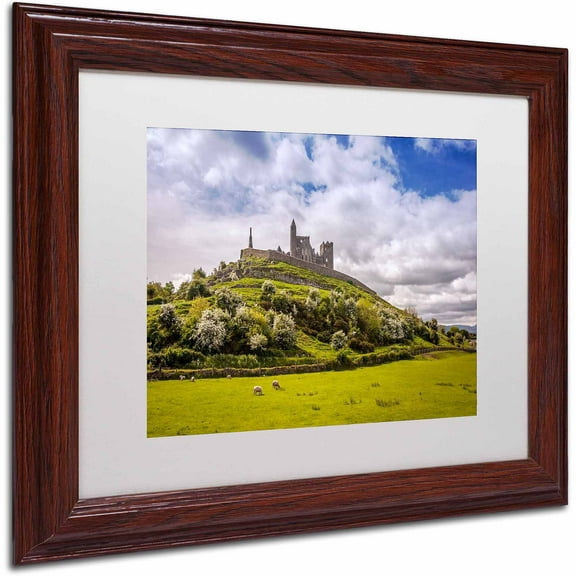 Trademark Fine Art "Rock Of Cashel Ireland" Canvas Art by Pierre Leclerc, White Matte/Wood Frame
