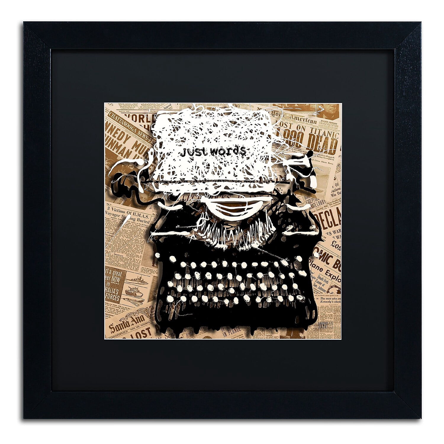 Trademark Fine Art Roderick Stevens 'Just Words 1' 16 x 16 (RS982-B1616BMF)