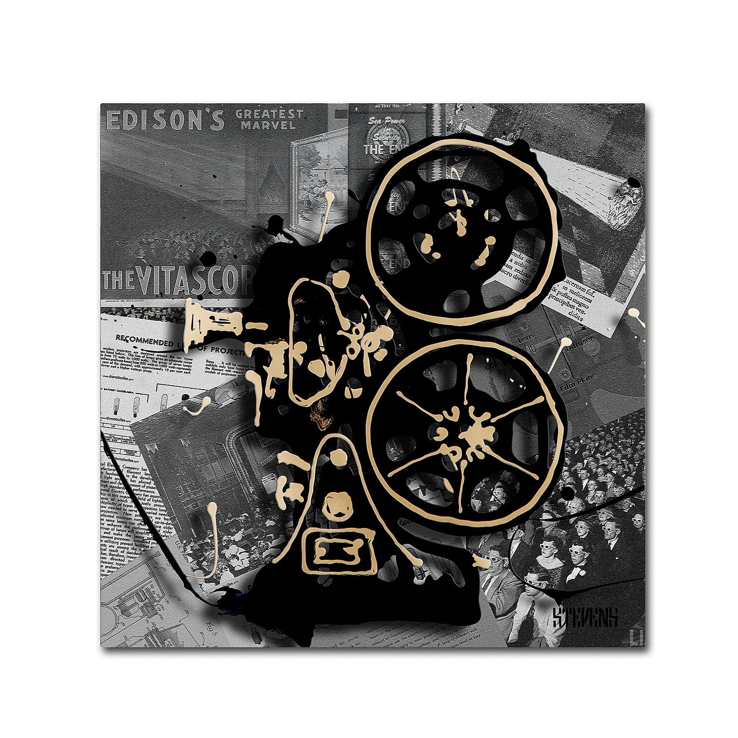Trademark Fine Art Roderick Stevens 'Movie Projector' 14 x 14 (RS1004-C1414GG)