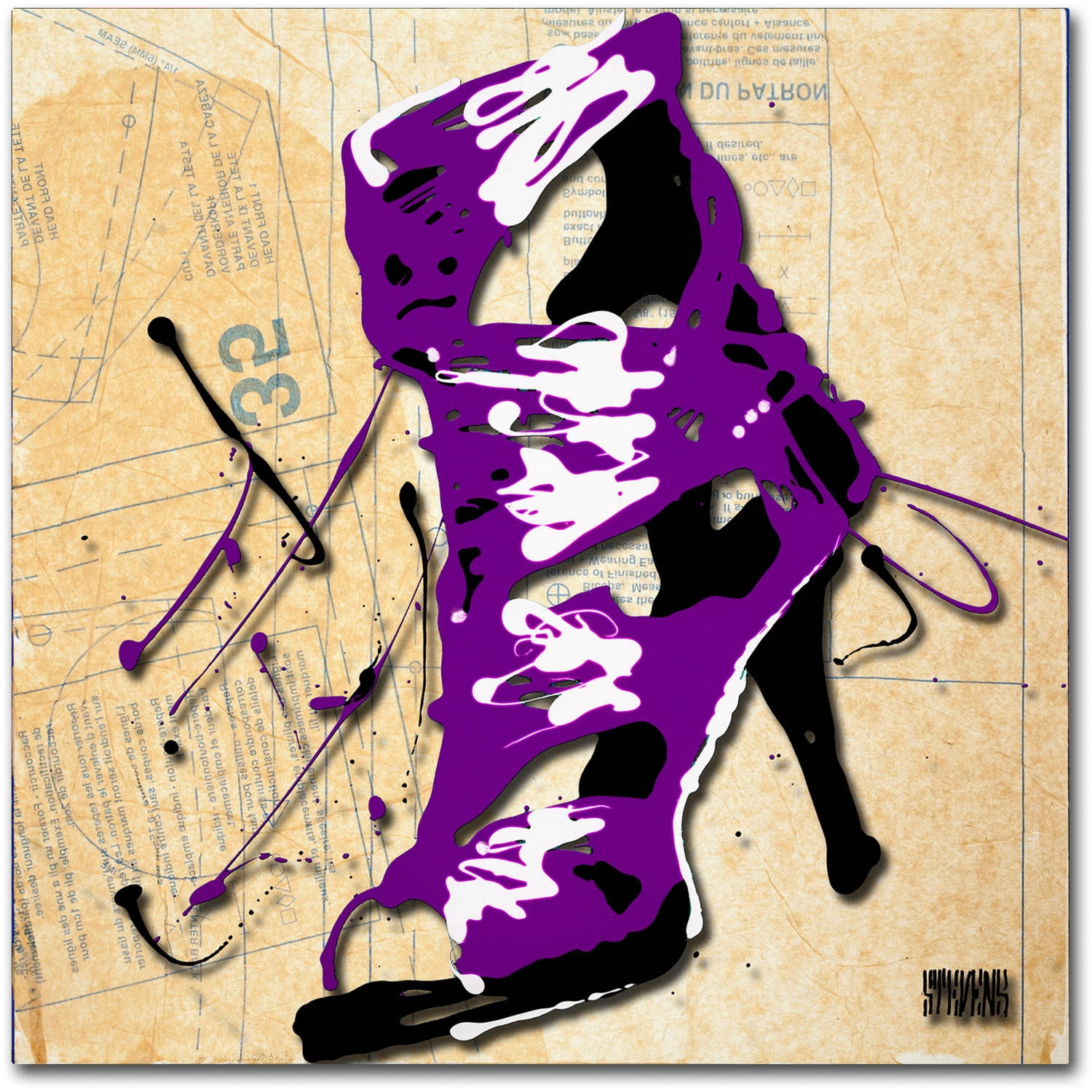 Trademark Fine Art Roderick Stevens 'Purple Strap Boot' 18 x 18 (RS986-C1818GG)