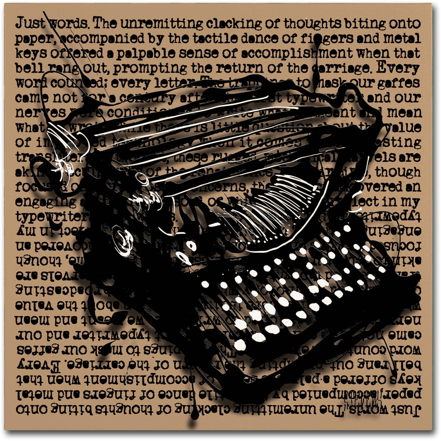 Trademark Fine Art Roderick Stevens 'Three-Quarter Typewriter' 14 x 14 (RS989-C1414GG)