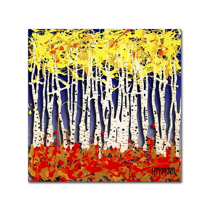 Roderick Stevens 'White Aspens' Huge Canvas Art 35 x 35