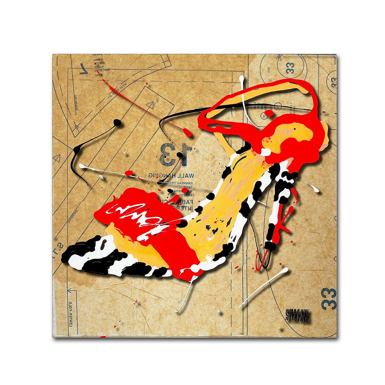 Trademark Fine Art Roderick Stevens 'Zebra Heel Red' 14 x 14 (RS992-C1414GG)