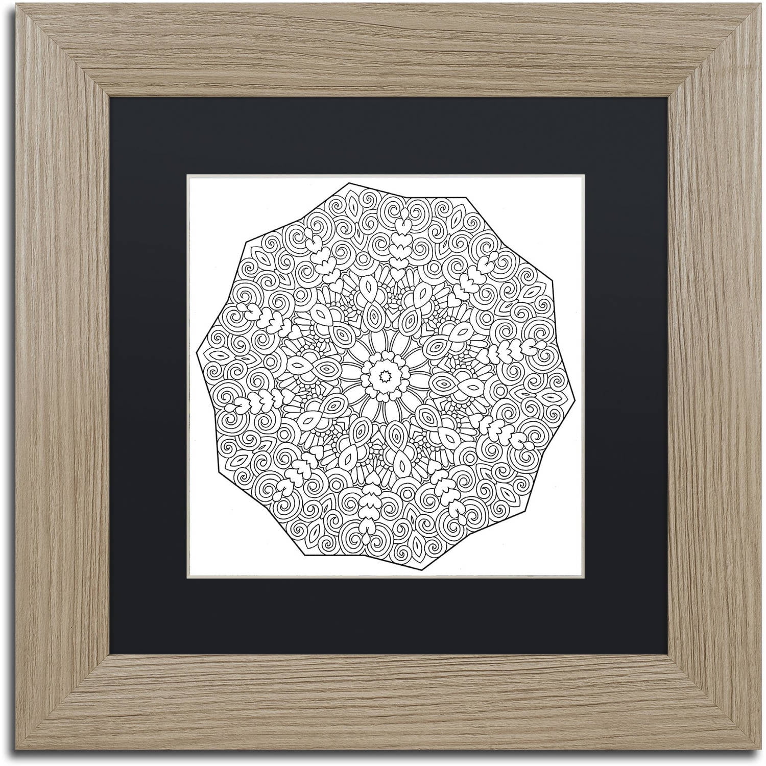 Trademark Fine Art "Rolly Mandala" Canvas Art by Kathy G. Ahrens, Black Matte, Birch Frame