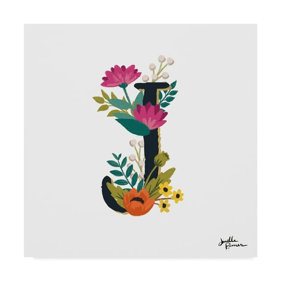 Trademark Fine Art 'Romantic Luxe Monogram J Black' Canvas Art by Janelle Penner