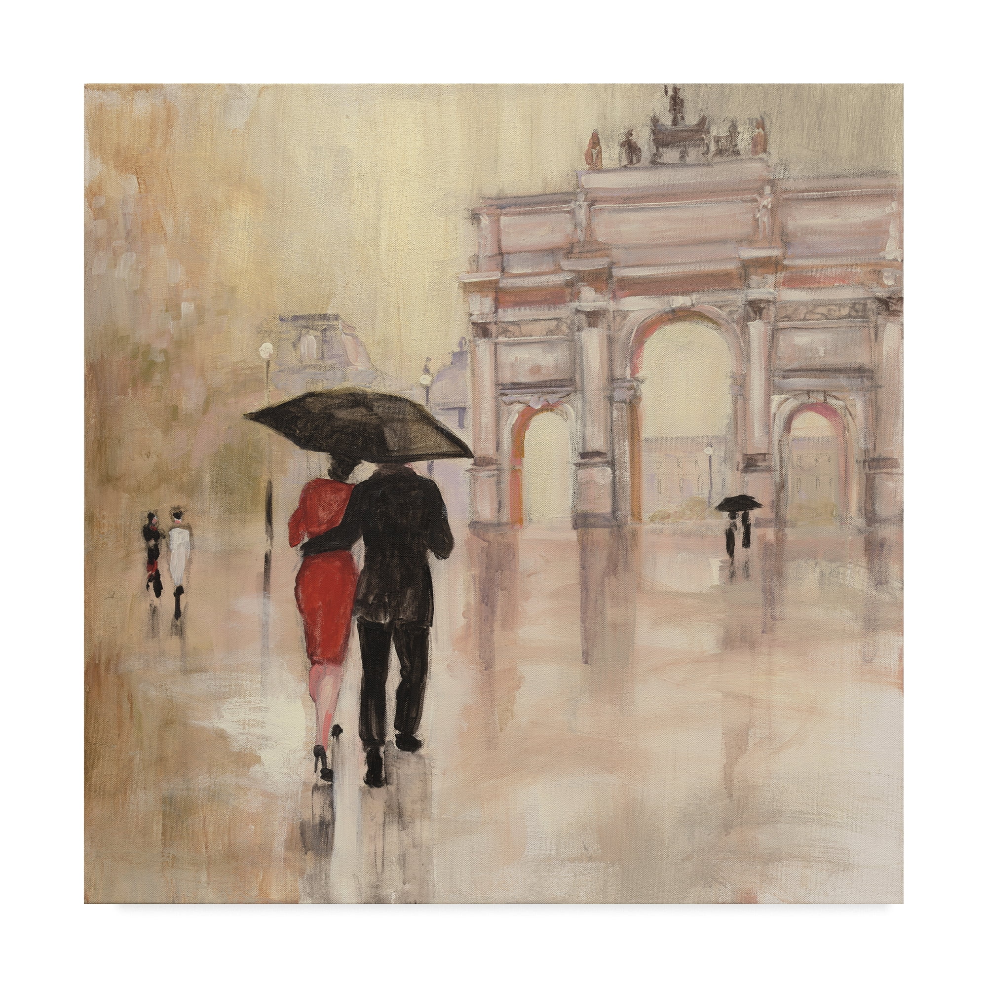Romantic Paris II Mid-Century Modern Canvas Art Print