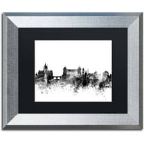 Trademark Fine Art "Rome Italy Skyline B&W" Canvas Art by Michael Tompsett, Black Matte, Silver Frame