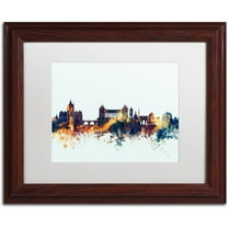 Trademark Fine Art "Rome Italy Skyline Blue" Canvas Art by Michael Tompsett, White Matte, Wood Frame