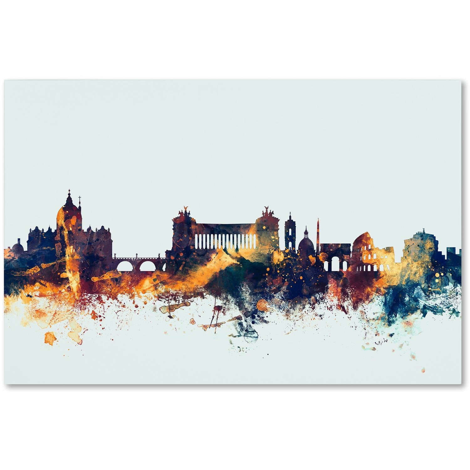 Trademark Fine Art "Rome Italy Skyline Blue" Canvas Art by Michael Tompsett
