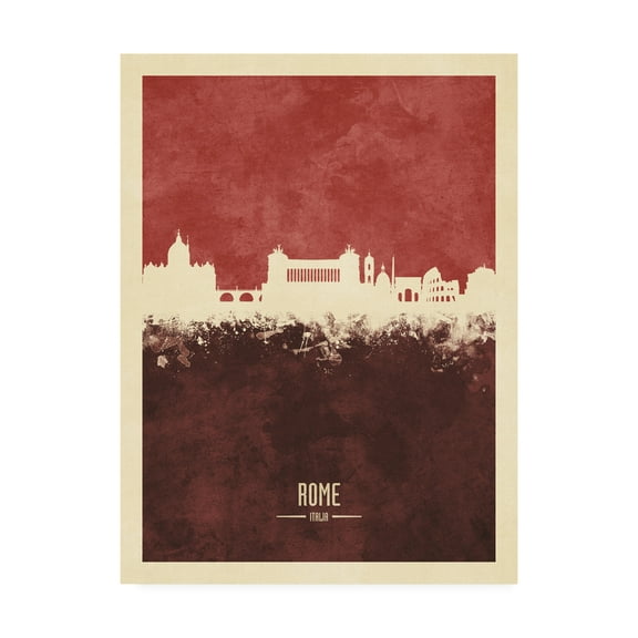 Trademark Fine Art 'Rome Italy Skyline Red II' Canvas Art by Michael Tompsett
