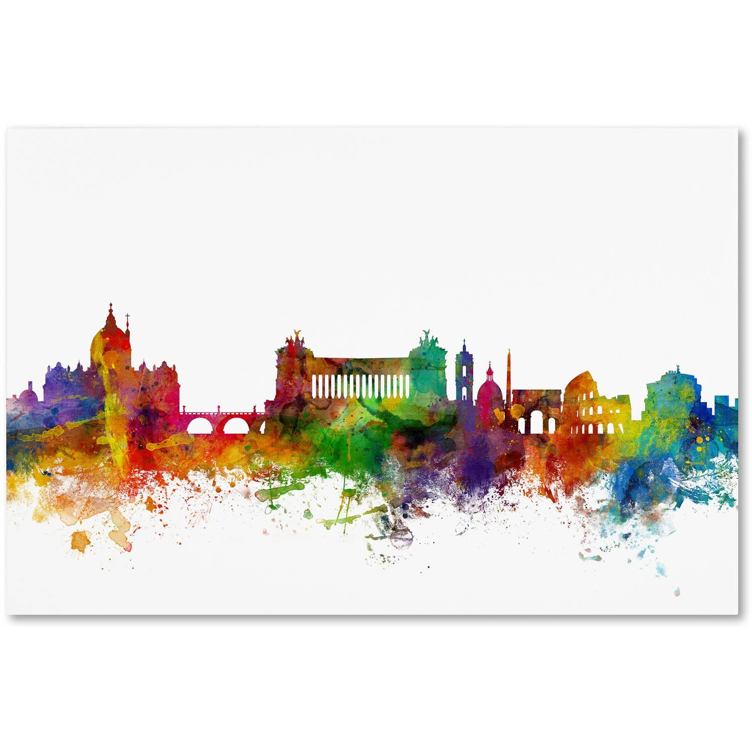 Trademark Fine Art "Rome Italy Skyline White" Canvas Art by Michael Tompsett