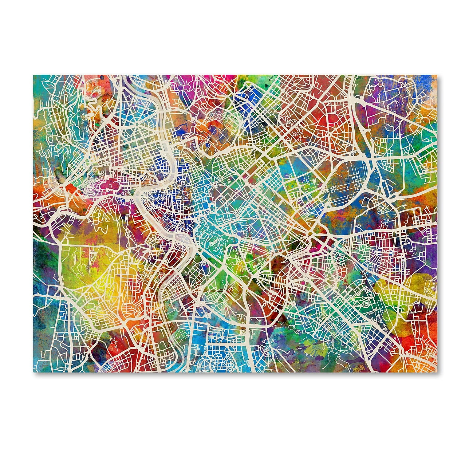 Colorful Rome Italy Street Map Canvas Art
