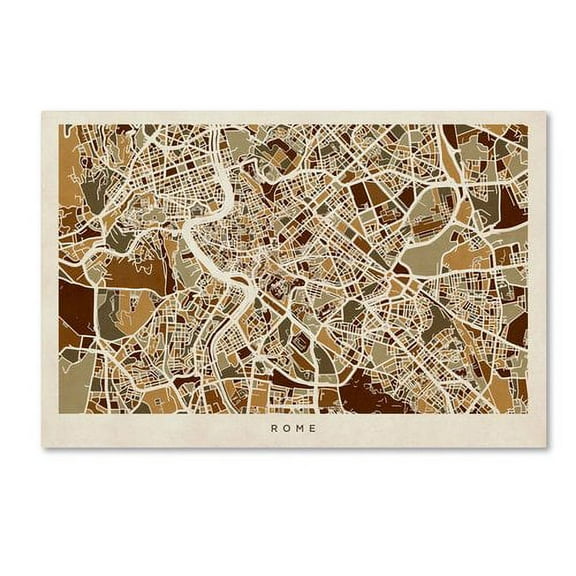 Trademark Fine Art "Rome Italy Street Map" Canvas Art by Michael Tompsett
