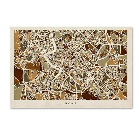 Trademark Fine Art "Rome Italy Street Map" Canvas Art by Michael Tompsett