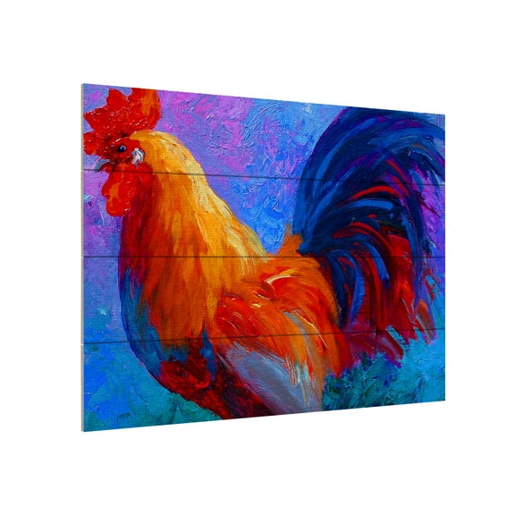 Trademark Fine Art 'Rooster Bob 1' Wooden Wall Art Art by Marion Rose