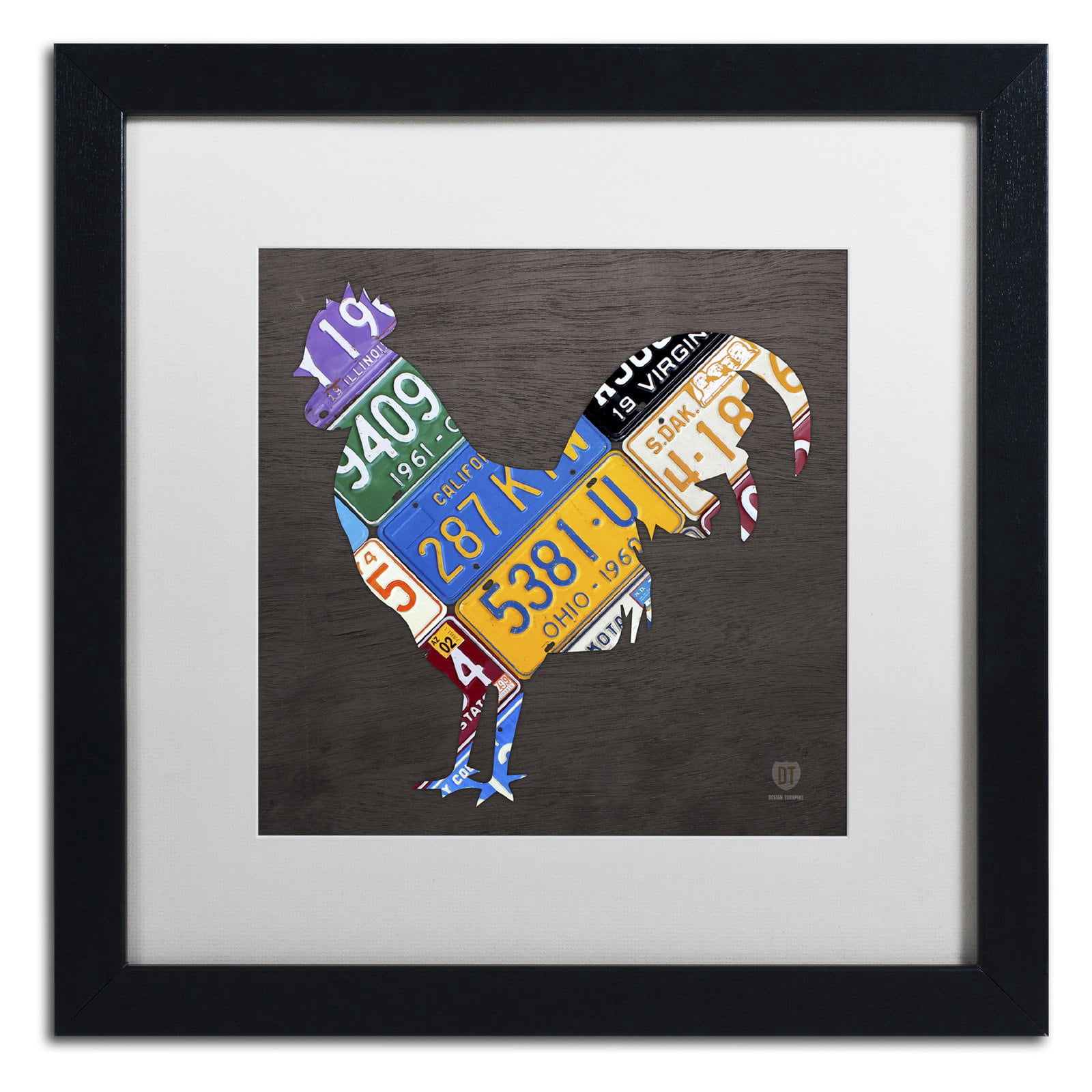 Trademark Fine Art 'Rooster' Canvas Art by Design Turnpike, White Matte, Black Frame