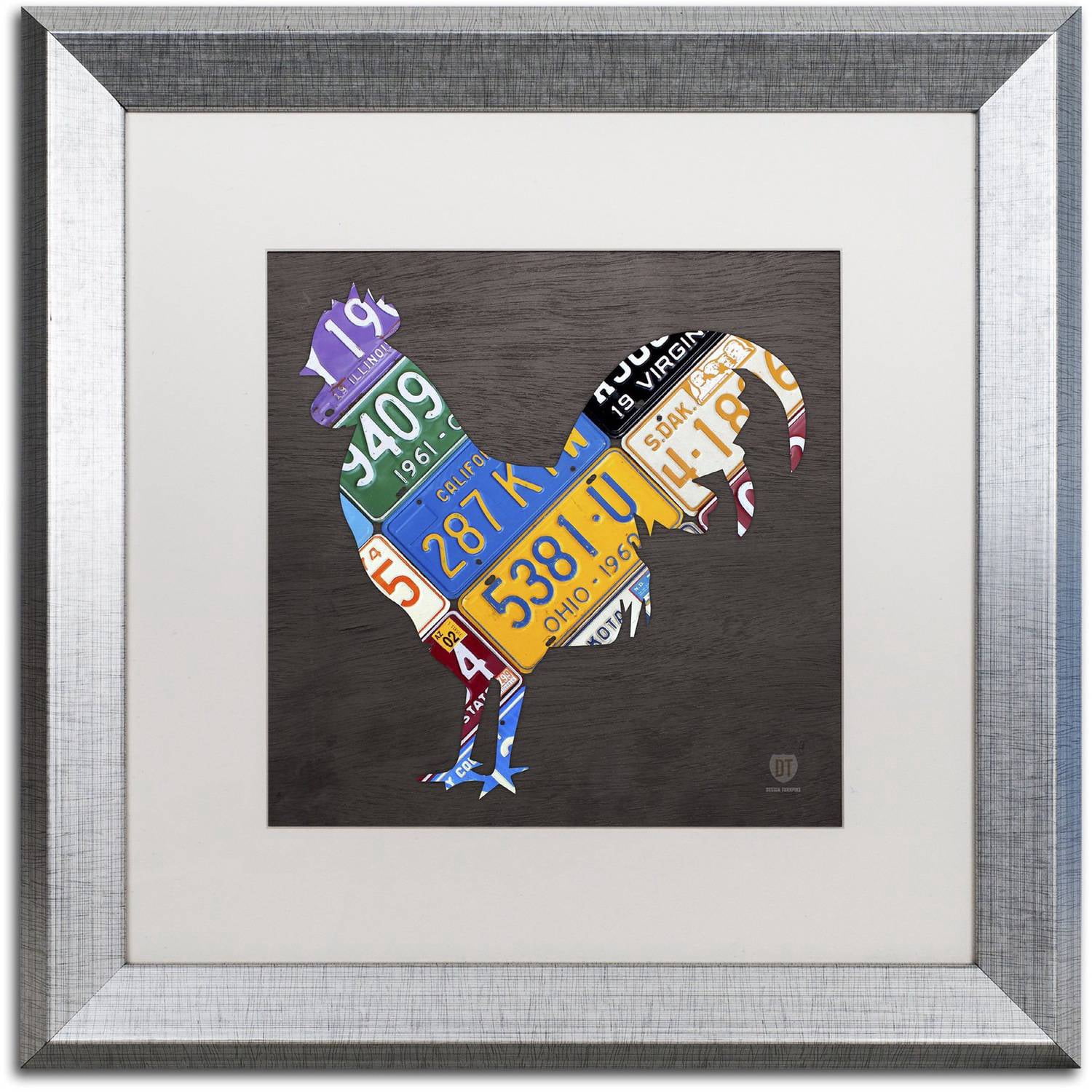 Trademark Fine Art 'Rooster' Canvas Art by Design Turnpike, White Matte, Silver Frame