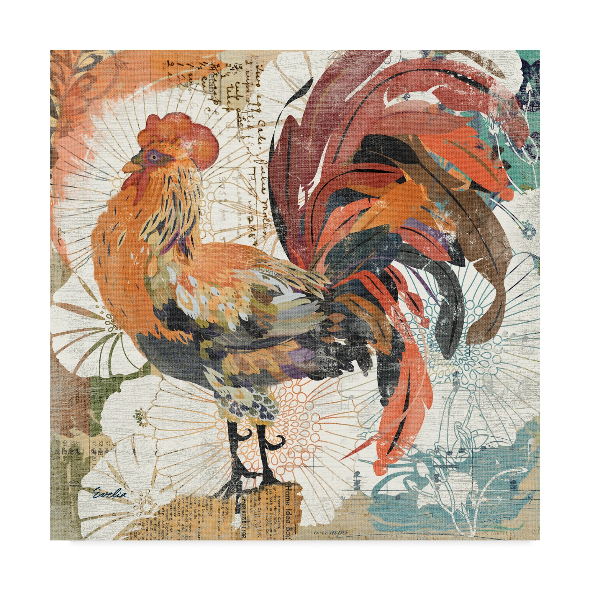 Trademark Fine Art 'Rooster Flair II' Canvas Art by Evelia Designs