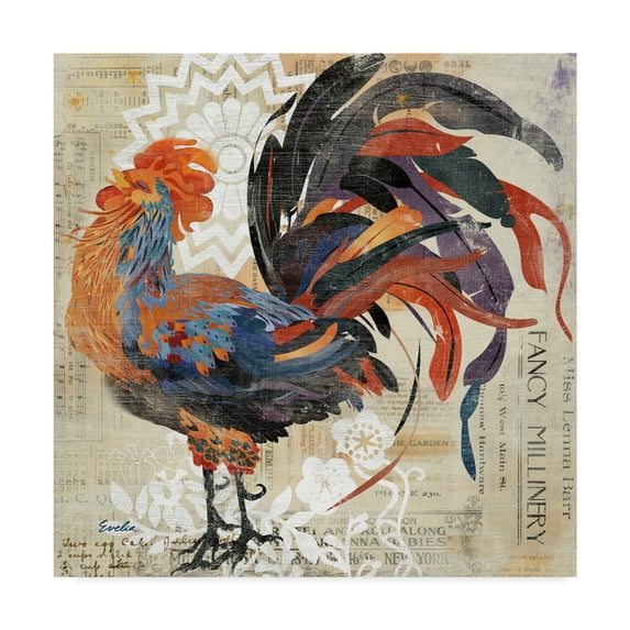 Trademark Fine Art 'Rooster Flair V' Canvas Art by Evelia Designs