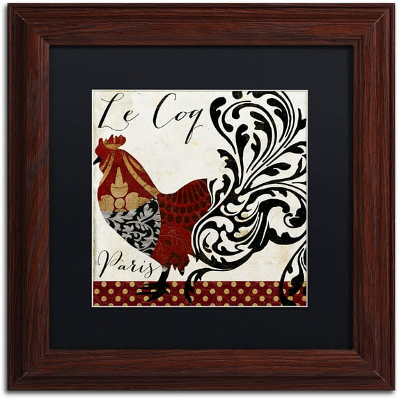 Trademark Fine Art "Roosters of Paris I" Canvas Art by Color Bakery Black Matte, Wood Frame