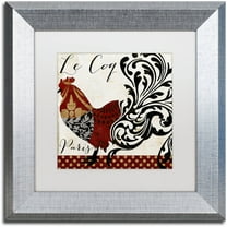 Trademark Fine Art "Roosters of Paris I" Canvas Art by Color Bakery White Matte, Silver Frame