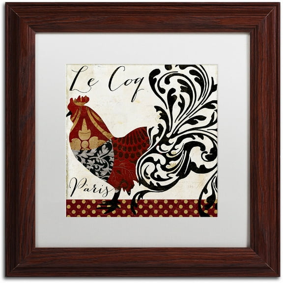 Trademark Fine Art "Roosters of Paris I" Canvas Art by Color Bakery White Matte, Wood Frame