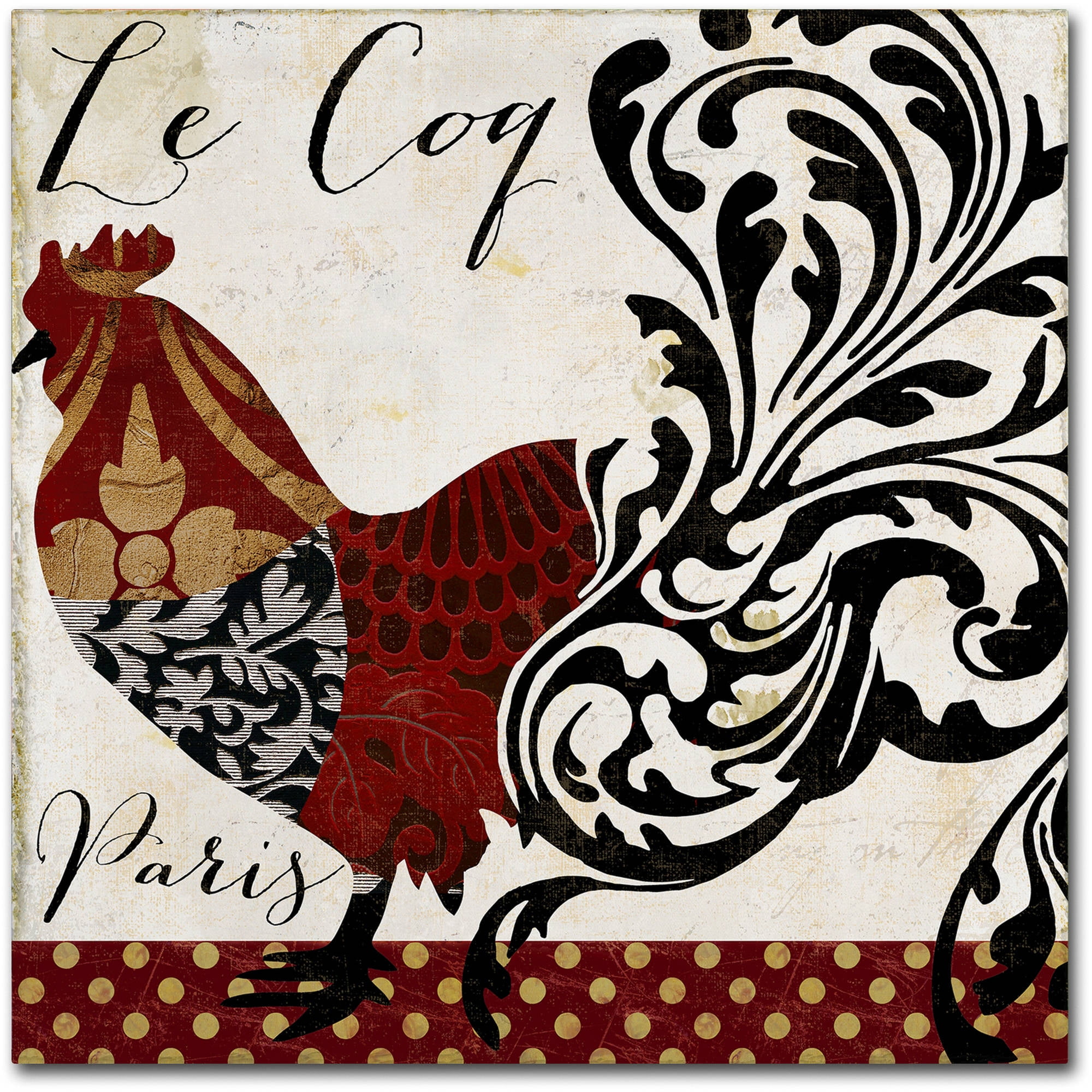Trademark Fine Art "Roosters of Paris I" Canvas Art by Color Bakery