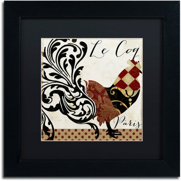 Trademark Fine Art "Roosters of Paris II" Canvas Art by Color Bakery Black Matte, Black Frame