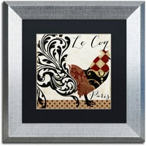 Trademark Fine Art "Roosters of Paris II" Canvas Art by Color Bakery Black Matte, Silver Frame