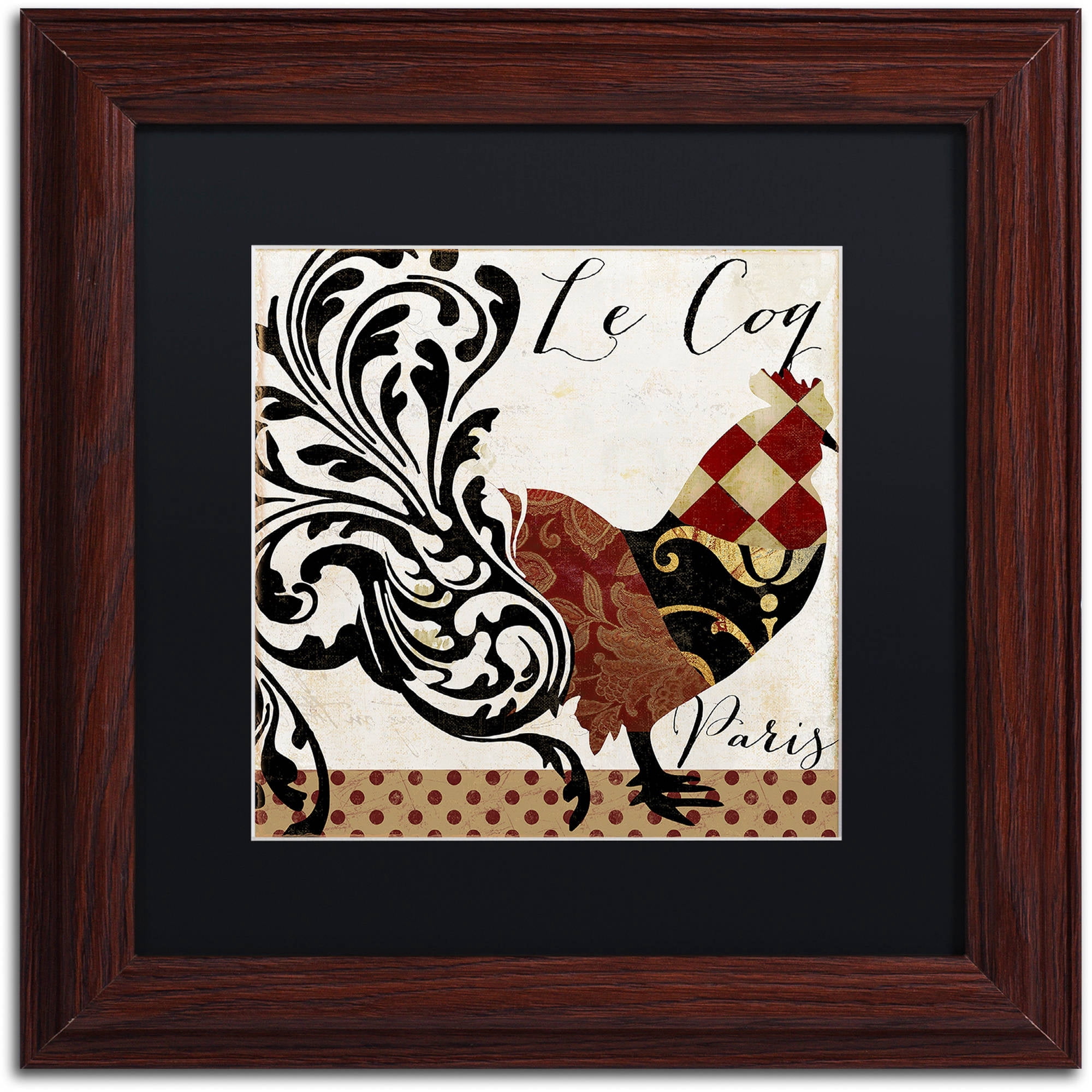 Trademark Fine Art "Roosters of Paris II" Canvas Art by Color Bakery Black Matte, Wood Frame