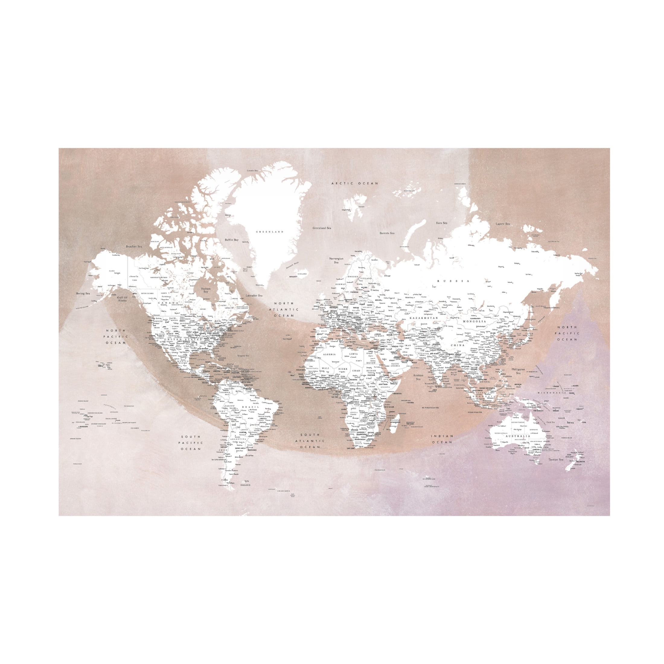 Trademark Fine Art Rosana Laiz Blursbyai Detailed world map with cities Qawi Canvas Wall Art