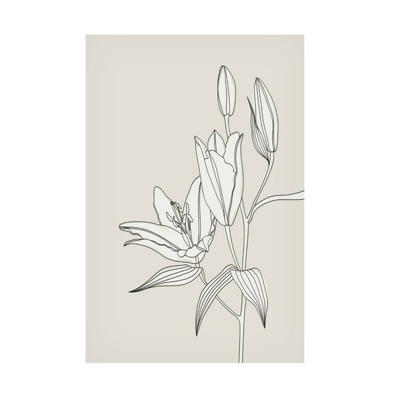 Trademark Fine Art Rosana Laiz Blursbyai Line art lillies in beige Canvas Wall Art