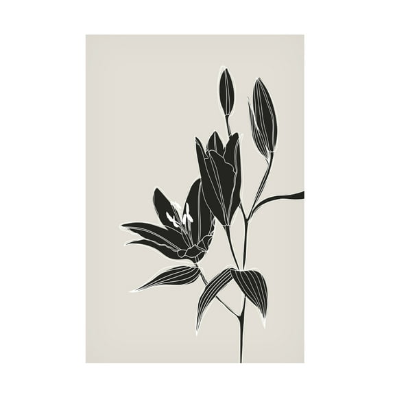 Trademark Fine Art Rosana Laiz Blursbyai Line art lillies in black Canvas Wall Art