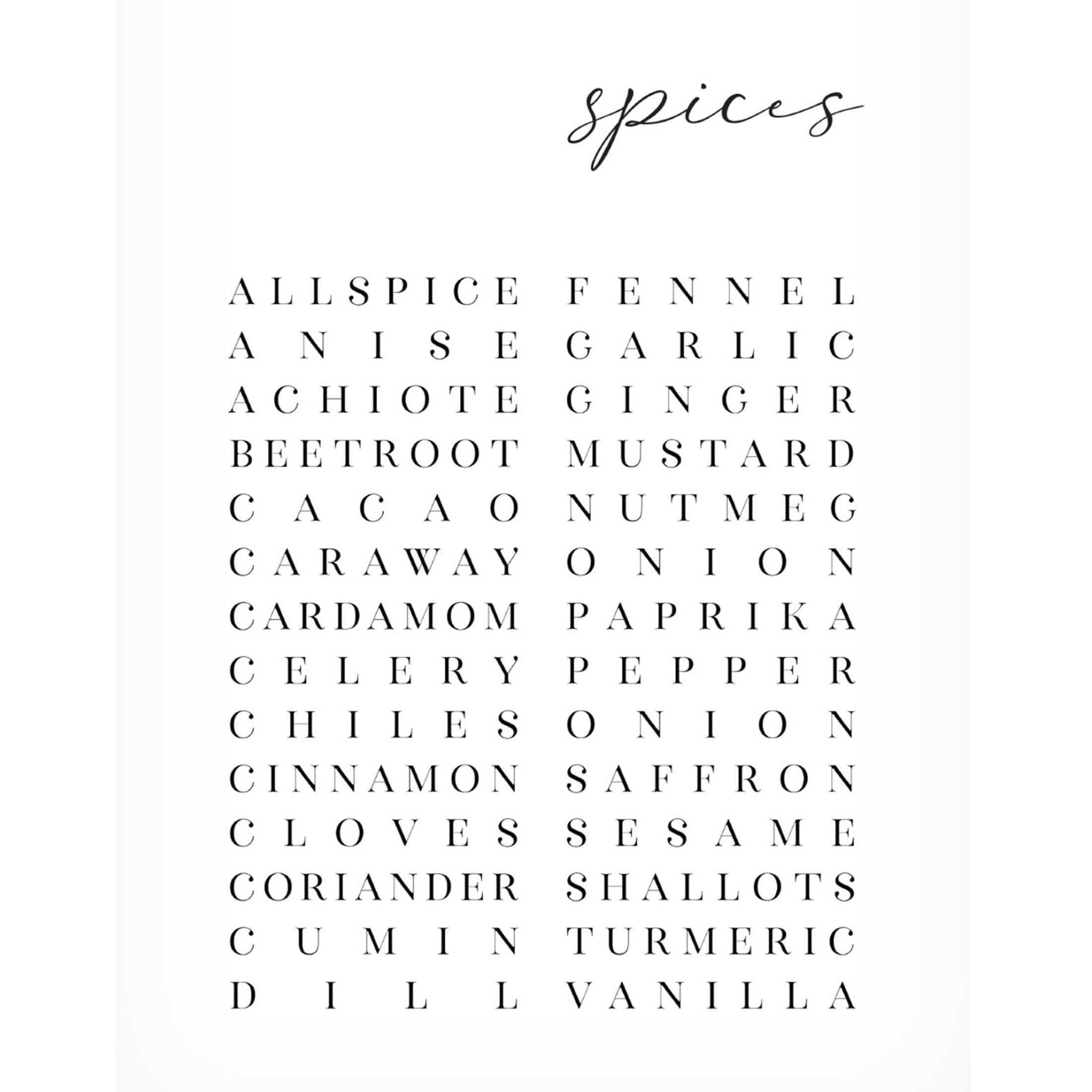 Trademark Fine Art Rosana Laiz Blursbyai List of spices Canvas Wall Art