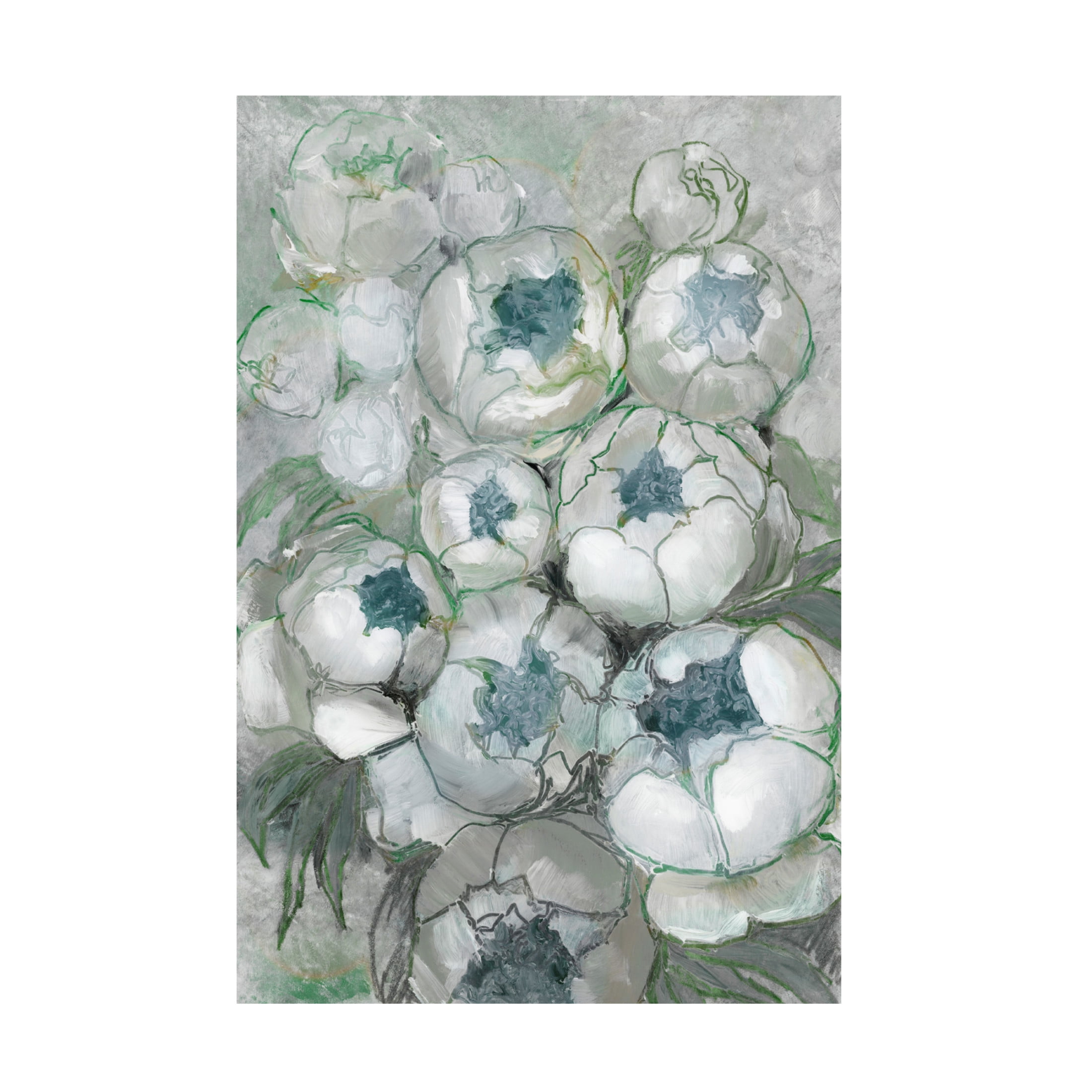 Trademark Fine Art Rosana Laiz Blursbyai Nuria bouquet of peonies in teal and green Canvas Wall Art